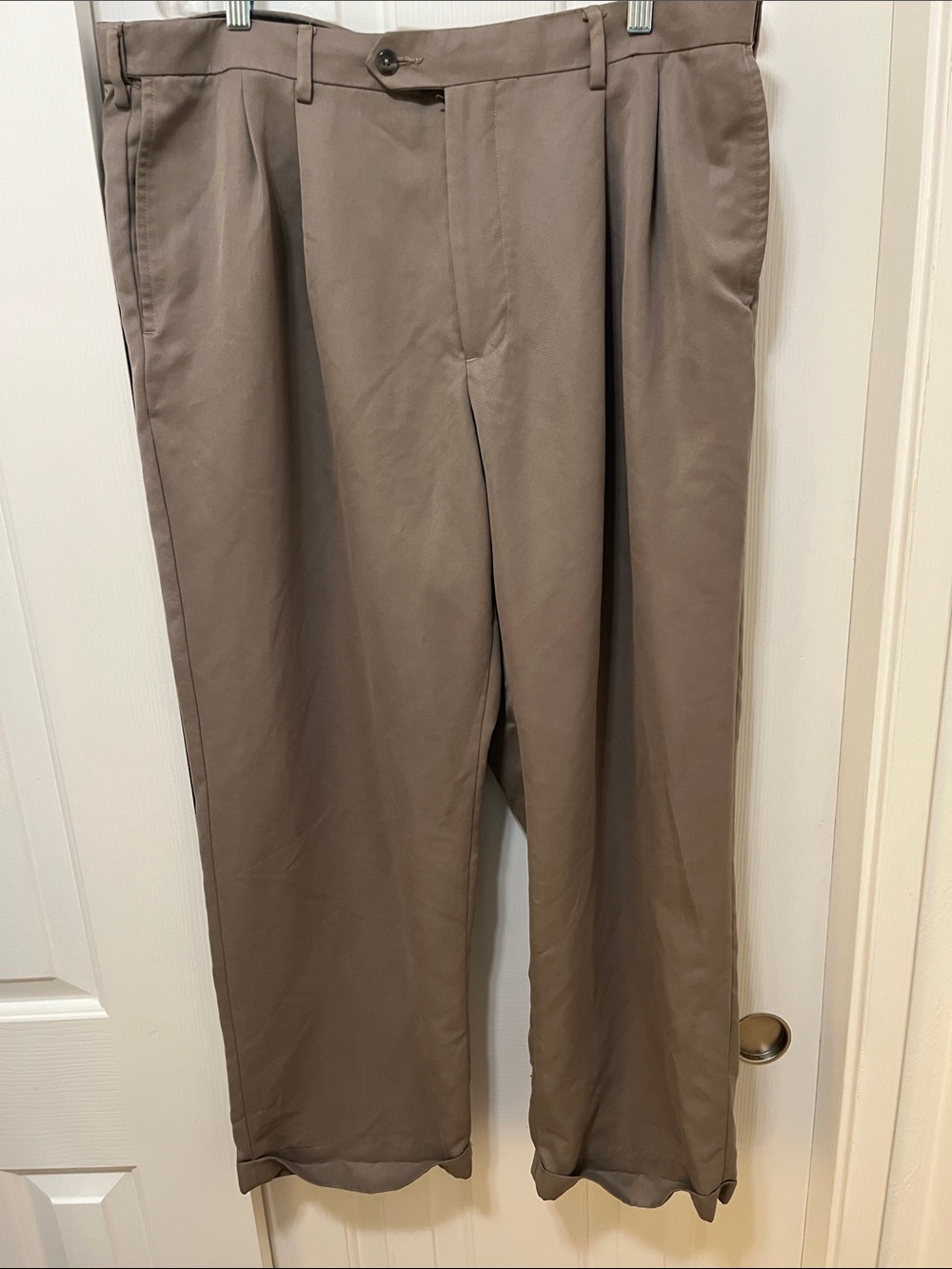 George Men's Pleated Dress Pants in Taupe Brown